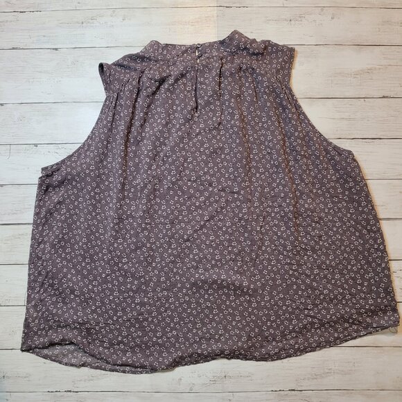 Anthropologie Cloth & Stone Women Plus 3X Liana Tank Top Blouse Gray Floral Mock - Picture 3 of 10